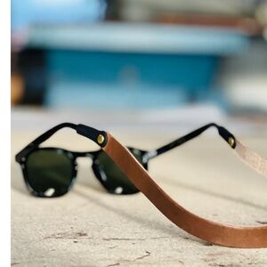 Clayton & Crume Sunglass Strap Grain Leather, Silicone Grips, Solid Brass Rivets